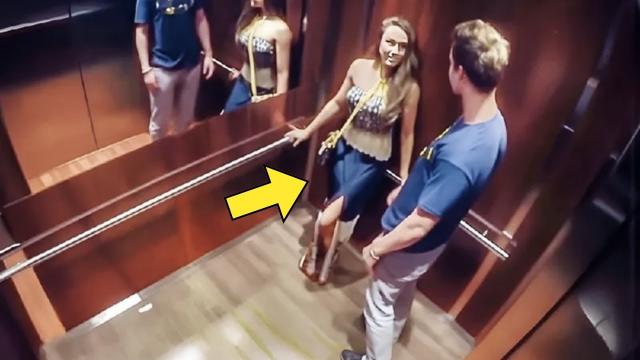 Girl Behaves Weird In Elevator - Man Turns Pale After Realizing What She's Doing