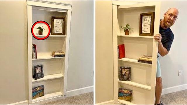 Man Finds Hidden Door Behind Bookshelf in His Home, Makes a Spooky Discovery after Opening It