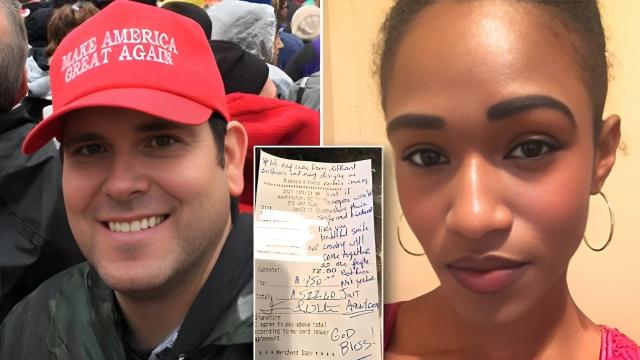 Waitress Served Man in MAGA Hat, Saw Note on Check, and Burst into Tears