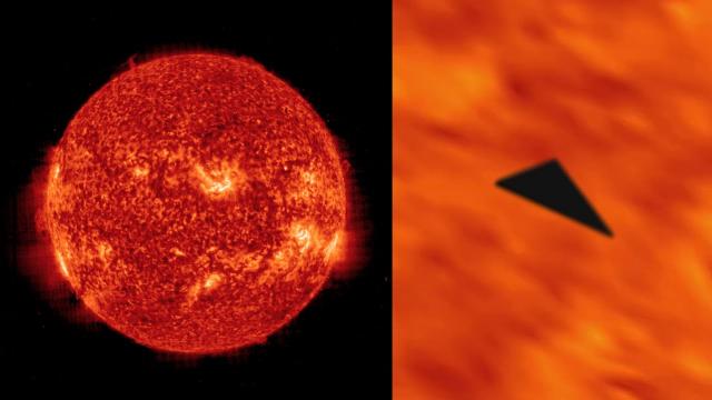 UFO NEWS: GIANT TRIANGULAR SHAPED UFO SEEN TRAVELING ACROSS THE SUN?