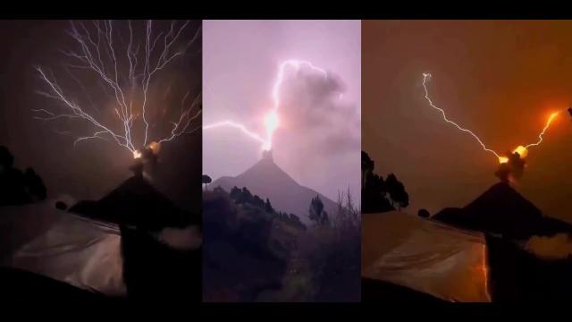 Incredible Volcanic Lightning emerging from the Guatemala Volcano