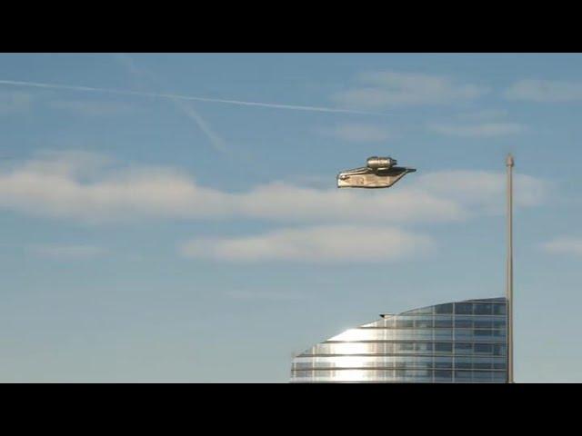 Strange metallic spacecraft spotted over downtown Los Angeles, CA