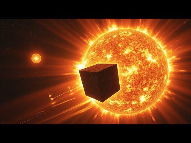 Giant Cube Shaped UFO Exiting Sun