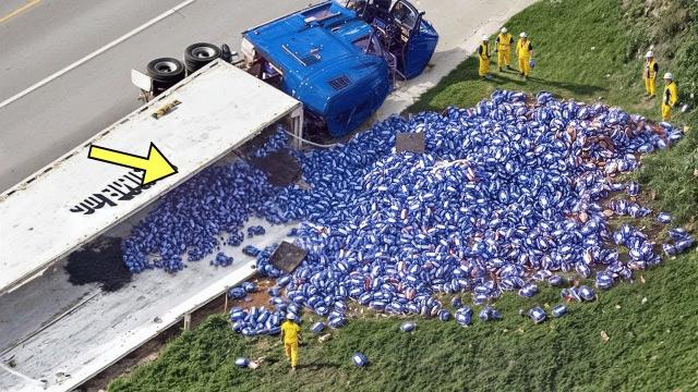 Road Workers Find Crashed Truck. When They See What It Dropped, They Run For Their Lives