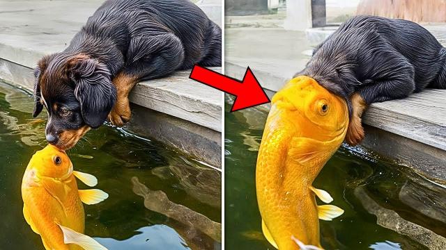 Fish Refuses To Let Go Of Dog. Owner Turns Pale After Realizing What's Wrong