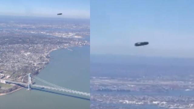 Metallic Saucer Shaped UFO Sighted Over New York City During Plane Landing