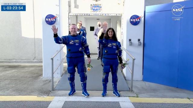 NASA’s Boeing Starliner crew walks out for Astrovan ride to rocket