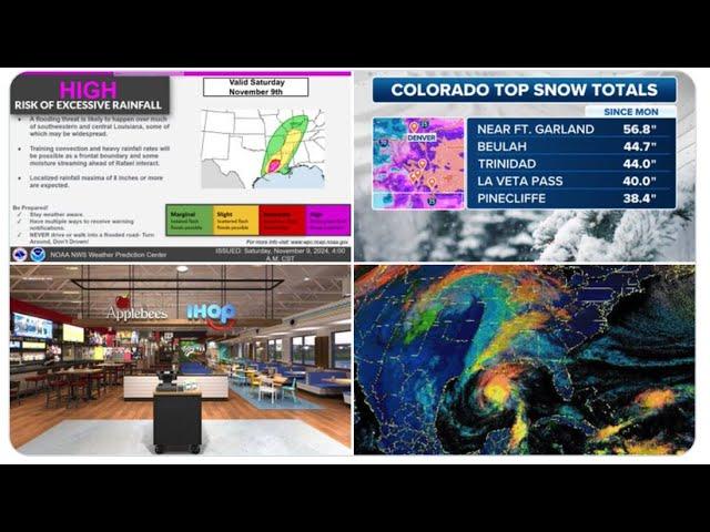 PINK ALERT! Louisiana flooding is possible today! 50+ inches of Snow in Colorado!