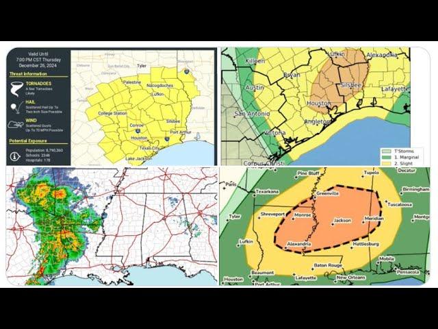 RED ALERT! Houston & East Texas tornado watch today! & wild weather watch for LA MI AR & AL saturday