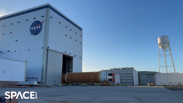 NASA's Artemis 2 moon rocket's core stage exits assembly facility