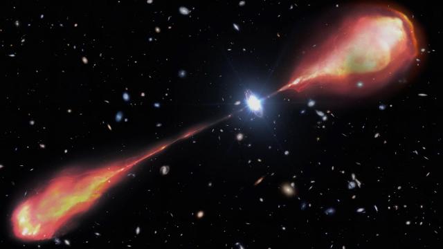 Largest early Universe radio jet discovered! At least 200,000 light-years wide