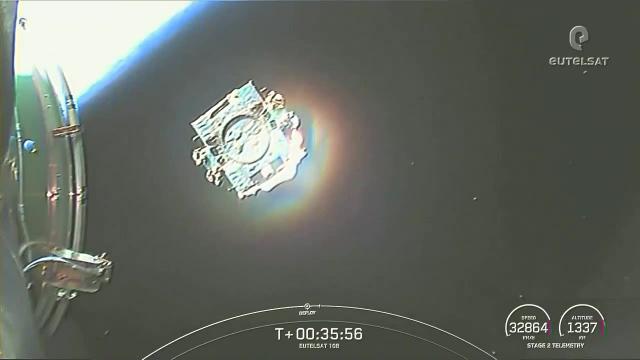 SpaceX video showing spheres deploying spheres, swirling around the satellite Eutelsat 10B Mission