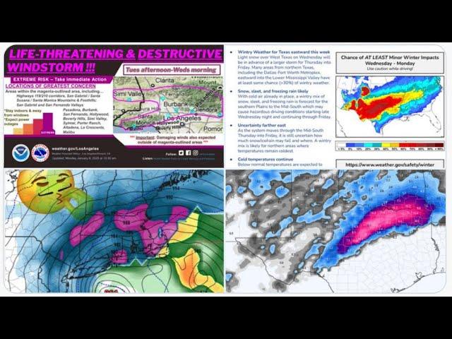 7.1 Tibet EQ! Dangerous Windstorm for S. Cal! BIG Snow & ICE Storm TX+! & Nasty Nor'Easter?