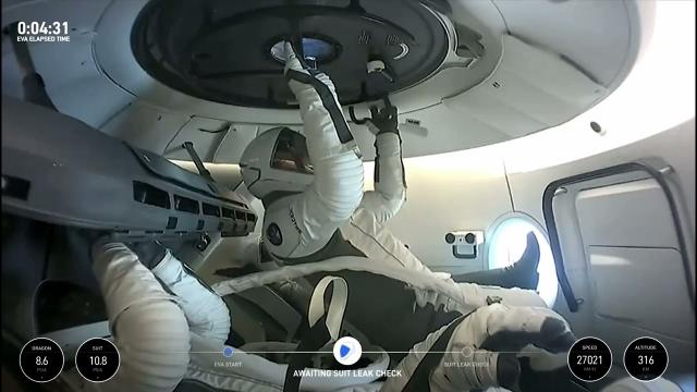 SpaceX Polaris Dawn spacewalk begins with suit pressurization