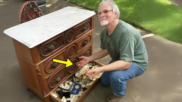 Man Buys Used Dresser at a Yard Sale, Hears A Noise And Finds A Hidden Compartment With Treasure