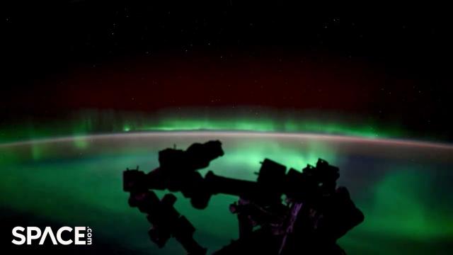 Satellites, auroras, and a meteor seen in amazing time-lapse from space