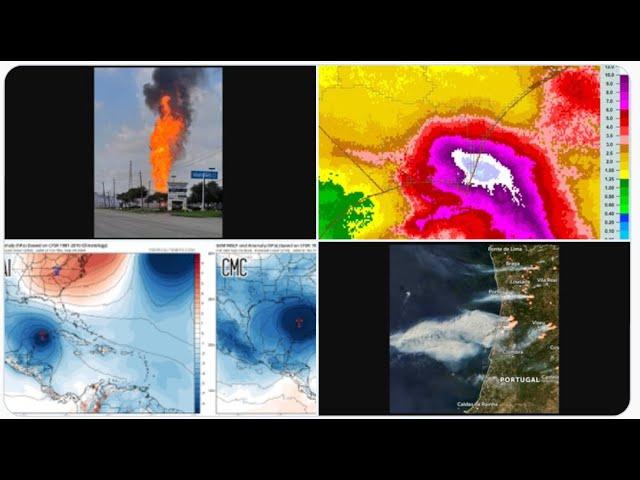 wtf? RED ALERT! Big & Strange Gas Fire continues to burn in Houston! Portugal Wildfires! NC Floods!