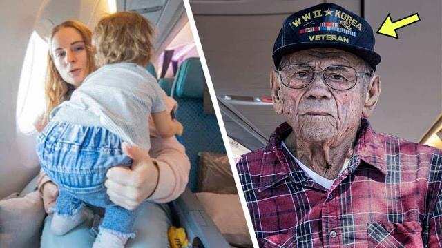 Mother Gives Up Plane Seat For Veteran, Turns Pale When She Realizes Who He Is