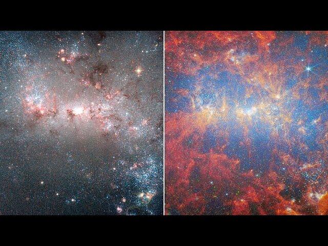 Transition video: Hubble and Webb's views of NGC 4449