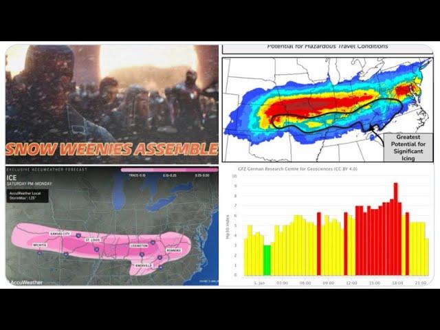 RED ALERT! ICE STORM COMING! + Snow, Rain and Tornadoes! then Texas Snow a week later?