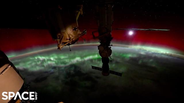 Moon sets into ‘streams of red and green aurora’ in stunning time-lapse from space