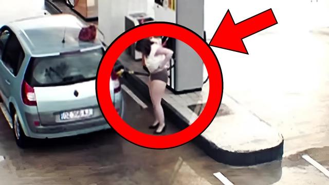 Woman Acts Strange at Gas Station – Man Turns Pale When He Sees What She’s Doing