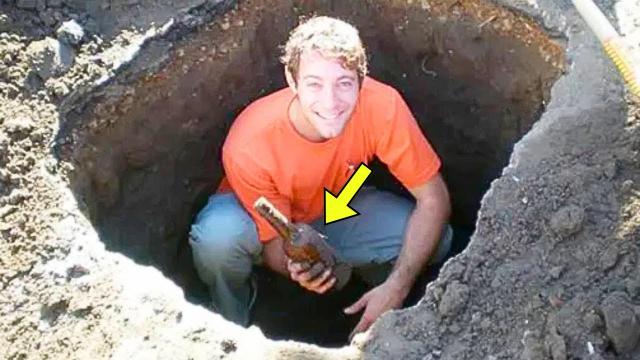 Man Discovers Ancient Bottle While Digging, He Turns Pale When He Realizes What's Inside